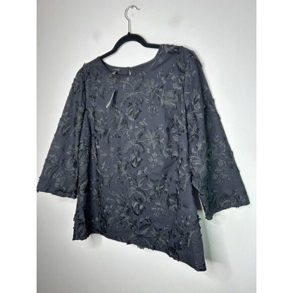 Talbots Embroidered Black Floral Blouse Womens Top Size 14 NWT - Picture 8 of 13